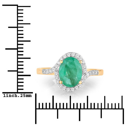 1.92 Carat Genuine Zambian Emerald and White Diamond 14K Yellow Gold Ring Bids.com