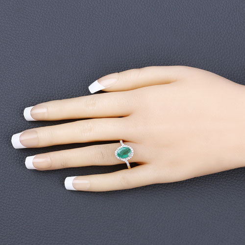 1.92 Carat Genuine Zambian Emerald and White Diamond 14K Yellow Gold Ring Bids.com