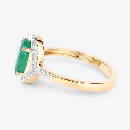 1.92 Carat Genuine Zambian Emerald and White Diamond 14K Yellow Gold Ring Bids.com