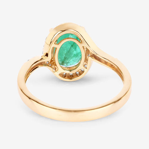 1.92 Carat Genuine Zambian Emerald and White Diamond 14K Yellow Gold Ring Bids.com