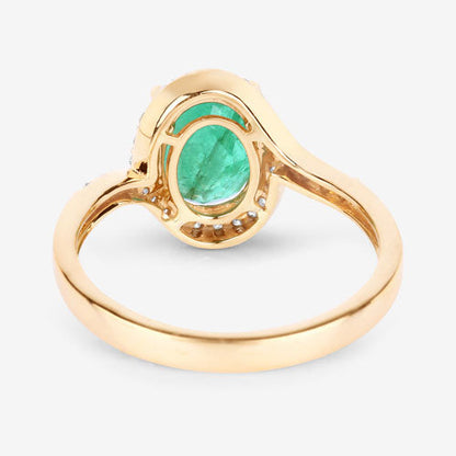 1.92 Carat Genuine Zambian Emerald and White Diamond 14K Yellow Gold Ring Bids.com