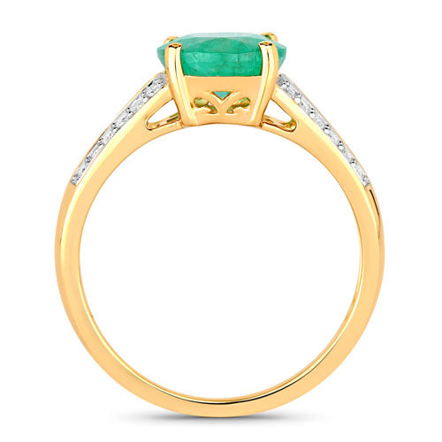 2.29 Carat Genuine Zambian Emerald and White Diamond 14K Yellow Gold Ring Bids.com