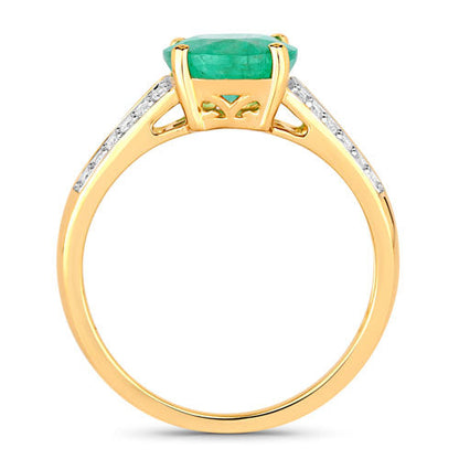 2.29 Carat Genuine Zambian Emerald and White Diamond 14K Yellow Gold Ring Bids.com