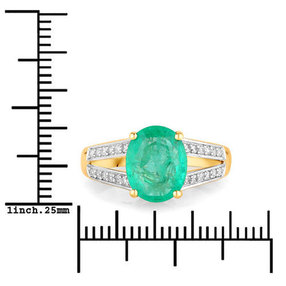 2.29 Carat Genuine Zambian Emerald and White Diamond 14K Yellow Gold Ring Bids.com