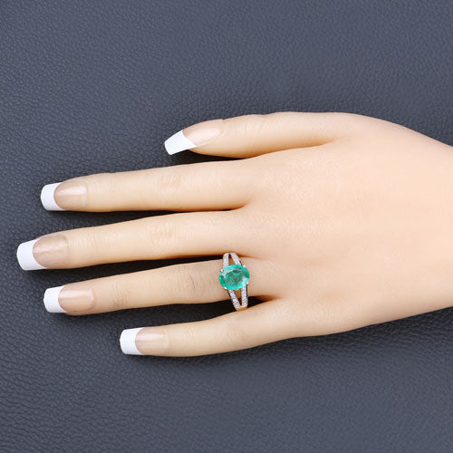 2.29 Carat Genuine Zambian Emerald and White Diamond 14K Yellow Gold Ring Bids.com