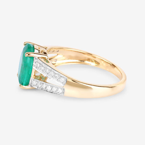 2.29 Carat Genuine Zambian Emerald and White Diamond 14K Yellow Gold Ring Bids.com
