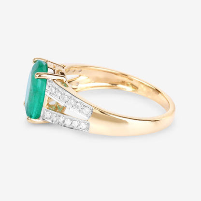 2.29 Carat Genuine Zambian Emerald and White Diamond 14K Yellow Gold Ring Bids.com