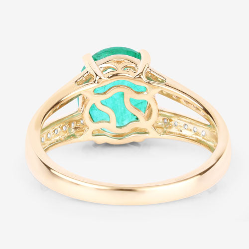 2.29 Carat Genuine Zambian Emerald and White Diamond 14K Yellow Gold Ring Bids.com
