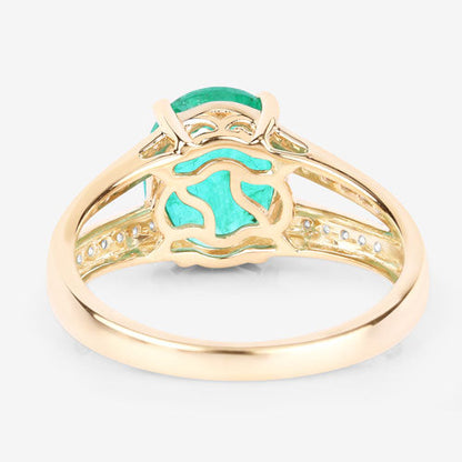 2.29 Carat Genuine Zambian Emerald and White Diamond 14K Yellow Gold Ring Bids.com