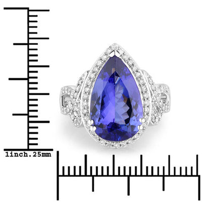 5.78 Carat Genuine Tanzanite and White Diamond 14K White Gold Ring Bids.com