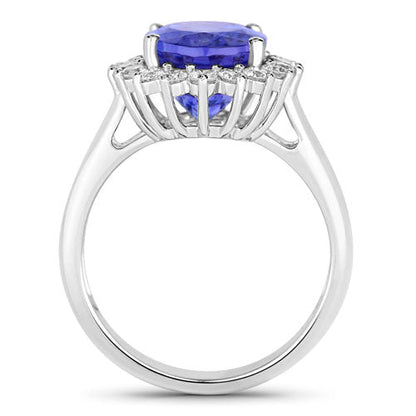 5.92 Carat Genuine Tanzanite and White Diamond 14K White Gold Ring Bids.com