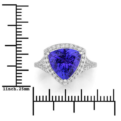 4.42 Carat Genuine Tanzanite and White Diamond 14K White Gold Ring Bids.com