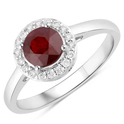 1.12 Carat Genuine Ruby and White Diamond 14K White Gold Ring Bids.com