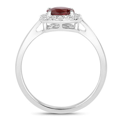 1.12 Carat Genuine Ruby and White Diamond 14K White Gold Ring Bids.com