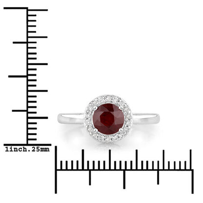 1.12 Carat Genuine Ruby and White Diamond 14K White Gold Ring Bids.com