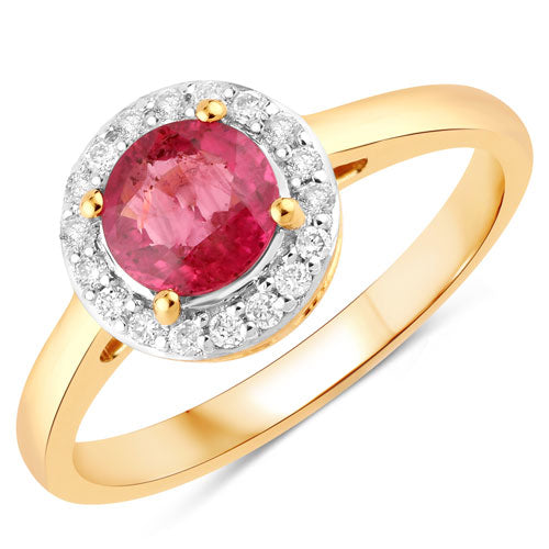 1.12 Carat Genuine Ruby and White Diamond 14K Yellow Gold Ring Bids.com