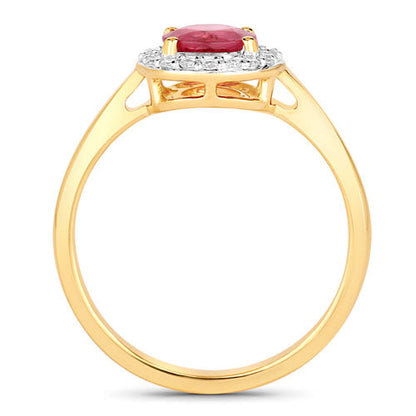 1.12 Carat Genuine Ruby and White Diamond 14K Yellow Gold Ring Bids.com