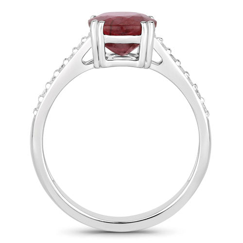 2.20 Carat Genuine Ruby and White Diamond 14K White Gold Ring Bids.com