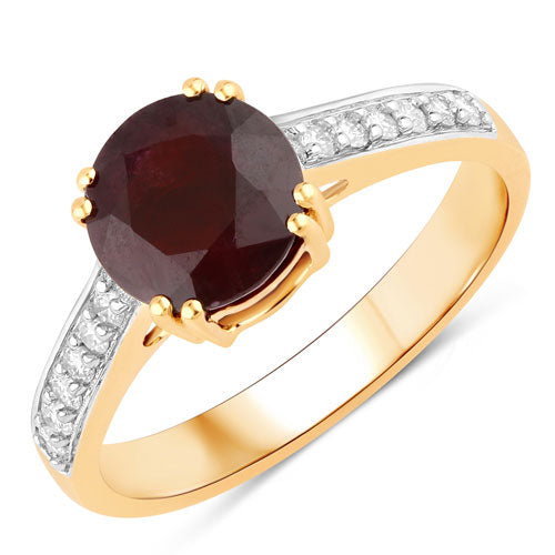 2.20 Carat Genuine Ruby and White Diamond 14K Yellow Gold Ring Bids.com