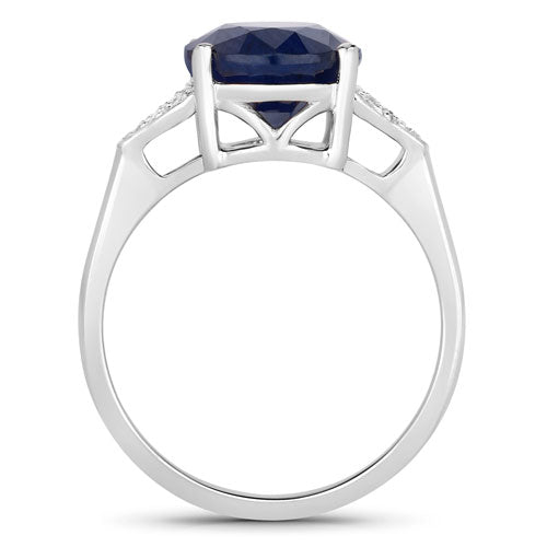4.46 Carat Genuine Blue Sapphire and White Diamond 14K White Gold Ring Bids.com