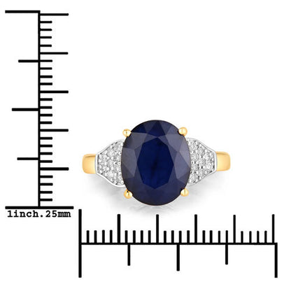 4.46 Carat Genuine Blue Sapphire and White Diamond 14K Yellow Gold Ring Bids.com