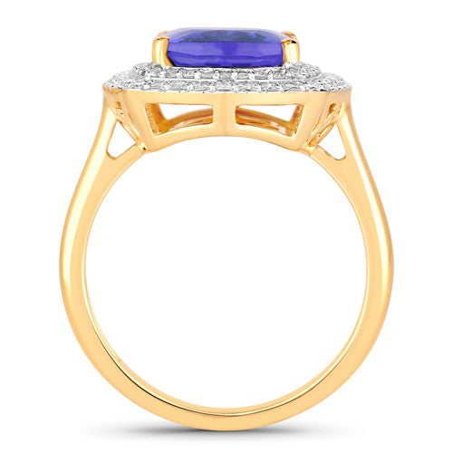 4.84 Carat Genuine Tanzanite and White Diamond 14K Yellow Gold Ring Bids.com