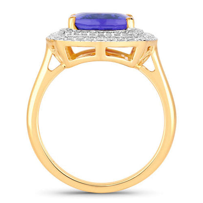 4.84 Carat Genuine Tanzanite and White Diamond 14K Yellow Gold Ring Bids.com