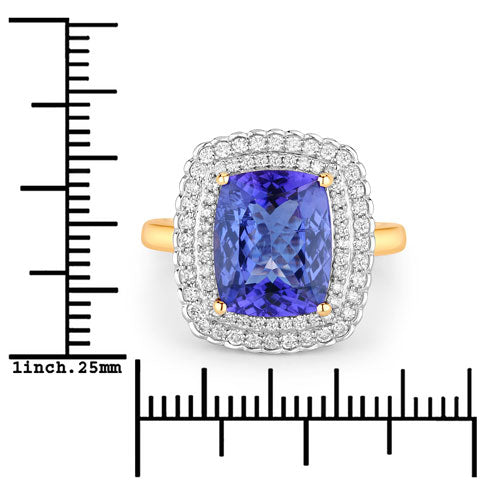 4.84 Carat Genuine Tanzanite and White Diamond 14K Yellow Gold Ring Bids.com
