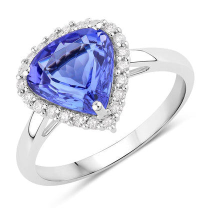 2.60 Carat Genuine Tanzanite and White Diamond 14K White Gold Ring Bids.com