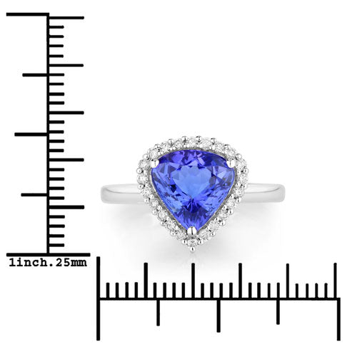 2.60 Carat Genuine Tanzanite and White Diamond 14K White Gold Ring Bids.com