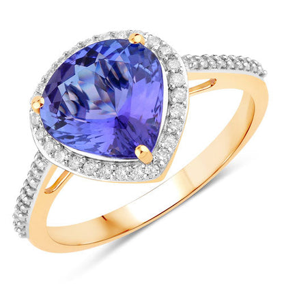 2.49 Carat Genuine Tanzanite and White Diamond 14K Yellow Gold Ring Bids.com