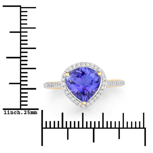 2.49 Carat Genuine Tanzanite and White Diamond 14K Yellow Gold Ring Bids.com