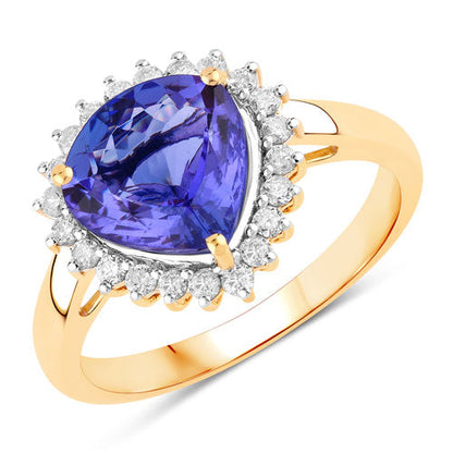 2.68 Carat Genuine Tanzanite and White Diamond 14K Yellow Gold Ring Bids.com