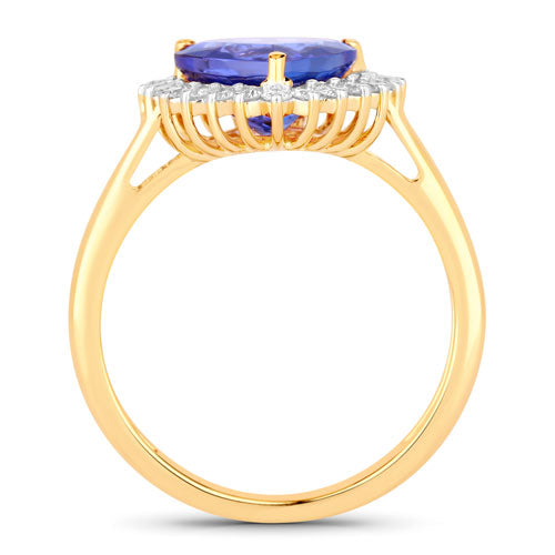 2.68 Carat Genuine Tanzanite and White Diamond 14K Yellow Gold Ring Bids.com