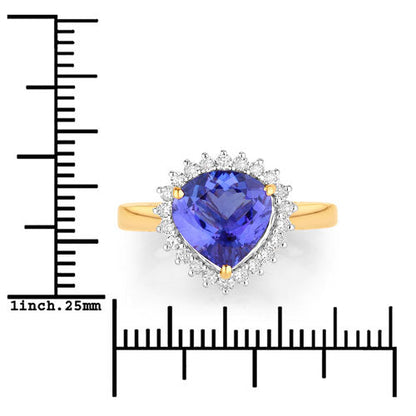 2.68 Carat Genuine Tanzanite and White Diamond 14K Yellow Gold Ring Bids.com