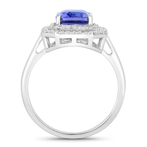 3.32 Carat Genuine Tanzanite and White Diamond 14K White Gold Ring Bids.com