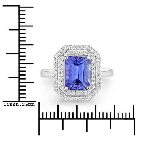 3.32 Carat Genuine Tanzanite and White Diamond 14K White Gold Ring Bids.com