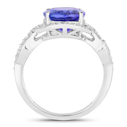 4.54 Carat Genuine Tanzanite and White Diamond 14K White Gold Ring Bids.com