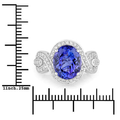 4.54 Carat Genuine Tanzanite and White Diamond 14K White Gold Ring Bids.com