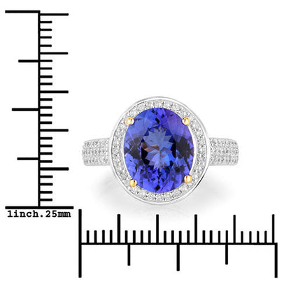 4.02 Carat Genuine Tanzanite and White Diamond 14K Yellow Gold Ring Bids.com