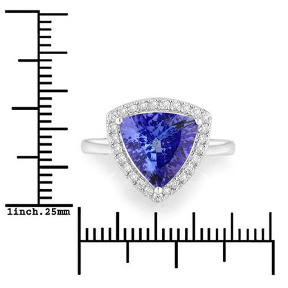 3.23 Carat Genuine Tanzanite and White Diamond 14K White Gold Ring Bids.com