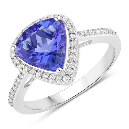 2.57 Carat Genuine Tanzanite and White Diamond 14K White Gold Ring Bids.com