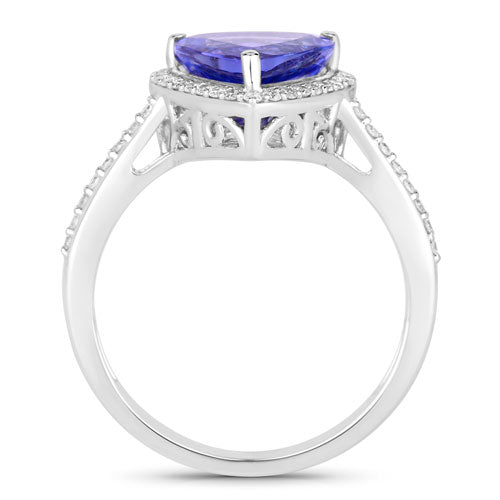2.57 Carat Genuine Tanzanite and White Diamond 14K White Gold Ring Bids.com