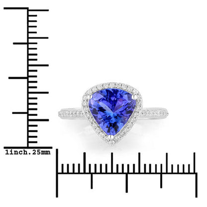 2.57 Carat Genuine Tanzanite and White Diamond 14K White Gold Ring Bids.com