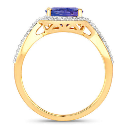2.79 Carat Genuine Tanzanite and White Diamond 14K Yellow Gold Ring Bids.com