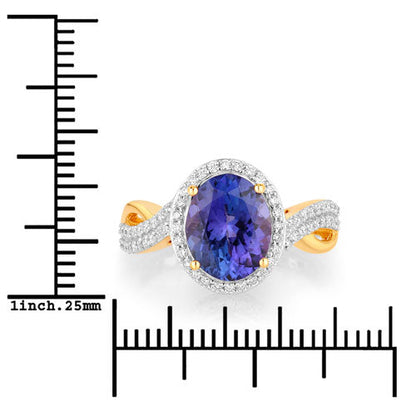 2.79 Carat Genuine Tanzanite and White Diamond 14K Yellow Gold Ring Bids.com
