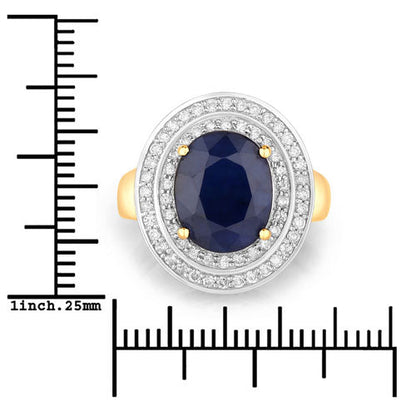 4.82 Carat Genuine Blue Sapphire and White Diamond 14K Yellow Gold Ring Bids.com