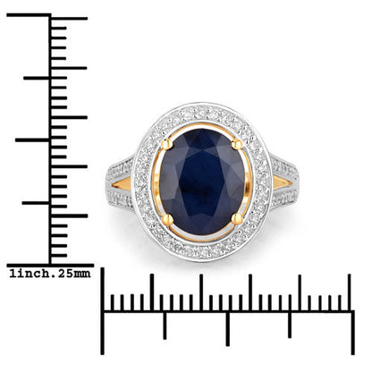 4.74 Carat Genuine Blue Sapphire and White Diamond 14K Yellow Gold Ring Bids.com