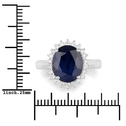 4.63 Carat Genuine Blue Sapphire and White Diamond 14K White Gold Ring Bids.com