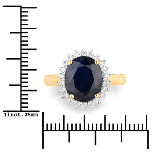 4.63 Carat Genuine Blue Sapphire and White Diamond 14K Yellow Gold Ring Bids.com